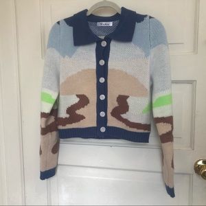 knitted collared cardigan y2k